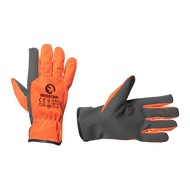 Перчатка кожаная комбинированная из эко-кожи и флуоресцентной оранжевой ткани 10 INTERTOOL SP-01