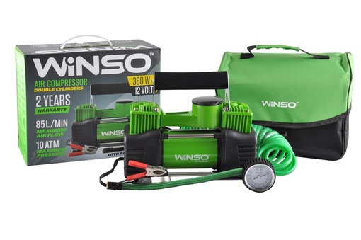 Компресор Winso 125000 10 Атм 85 л/хв 360Вт 2-х цилін кабель 3м, шланг 5,7м спускн. клап.