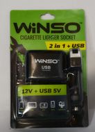 Двойник в прикуриватель с предохранителем Winso 2 в 1+2USB,12V+USB 5V 200120