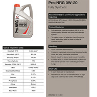 Моторное масло Comma PRO-NRG 0W20 5л