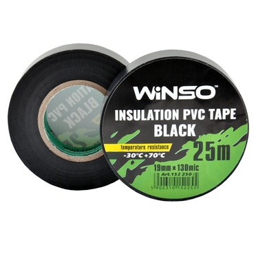 Ізолента PVC 25м Winso чорна 19мм 130мк (упаковка 10шт) 152250