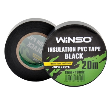Ізолента PVC 20м Winso чорна 19мм 130мк (упаковка 10шт) 152200