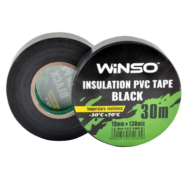 Ізолента PVC 30м Winso чорна 19мм 130мк (упаковка 10шт) 152300