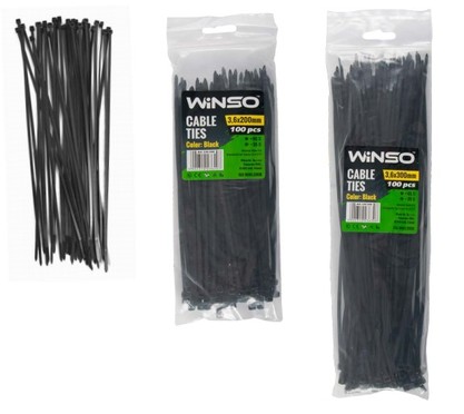 Хомут пластиковий чорний 3.6x200 Winso (100шт.) 236200