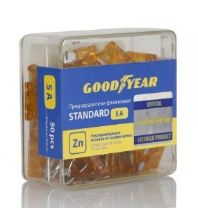 Набір прапорцевих пластикових запобіжників Goodyear стандарт 50шт (5А)