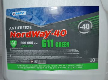 Охлаждающая жидкость NordWay G11 зеленая 7,92л (8.87кг)