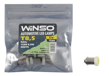 Светодиод Winso BA9s T8.5  12V 1LED  COB 0,6W WHITE 127140 (10шт)