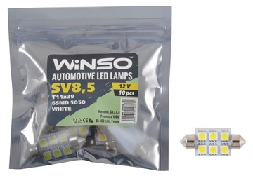 Светодиод Winso SV8.5 T11x39 12V 6LEDS  SMD 5050 WHITE 127450 (10шт)