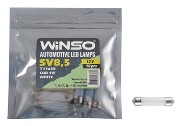 Светодиод Winso SV8.5 T11x39 12V 1LED  COB 1W WHITE 127160 (10шт)