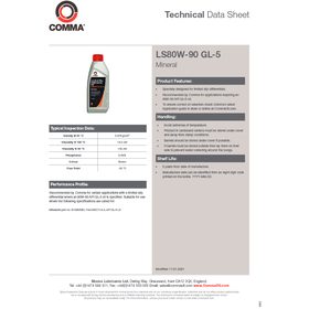 Трассмиссионное масло Comma LS GEAR OIL 80W90 GL5 1л