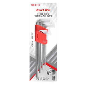 Набор ключей Г-образных CarLife WR2116 CR-V, 1.5-10мм, длинные, 9шт