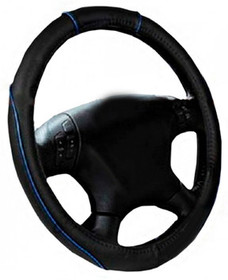 Оплетка на руль L Elegant черная (голубая кайма) 105 411