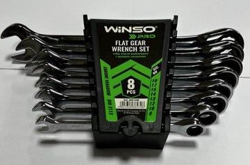 Набор ключей рожково-накидных с трещоткой (8 пред.) Winso Pro CR-V (8-19мм)