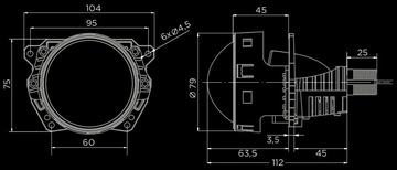 Светодиодные линзы BiLED Evolution F1S 3,0 47/53W 5500K к-т.