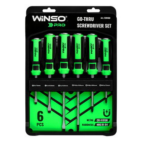 Набор ударных отверток (Go-Thru) с шестигранной опорой WINSO PRO 6 шт