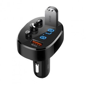FM-модулятор XO BCC03 car charger 18W Bluetooth+QC3.0 Quick Charger Black