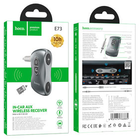 FM-модулятор Hoco E73 Tour Car AUX BT Receiver Metal Gray