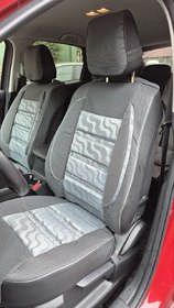 Накидки на сидения POKROVA 600 с экокожей Черно-серые Волна перед