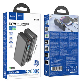 Зарядное устройство Power Bank Hoco Q17B Electric 130W power bank(20000mAh) Gray