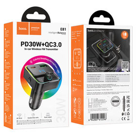 FM-модулятор Hoco E81 Fantasy PD30W+QC3.0 car BT FM transmitter Black