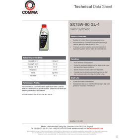 Трассмиссионное масло Comma GEAR OIL SX75W-90 GL4 5л