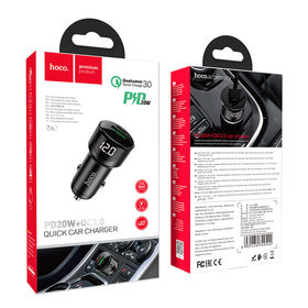 Автомобильное зарядное устройство Hoco Z42 Light road dual port digital display PD20W+QC3.0 car char