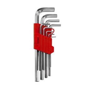 Набор ключей Г-образных удлиненных шестигранных 9 шт, 1.5-10 мм, CrV, 55 HRC INTERTOOL HT-0602