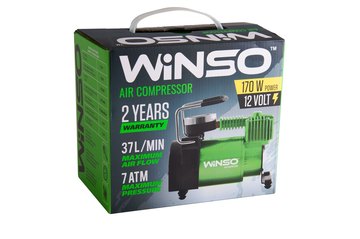 Компрессор Winso 122000 7 Атм 37 л/мин 170Вт, кабель 3м шланг 1м пластик. накладка 